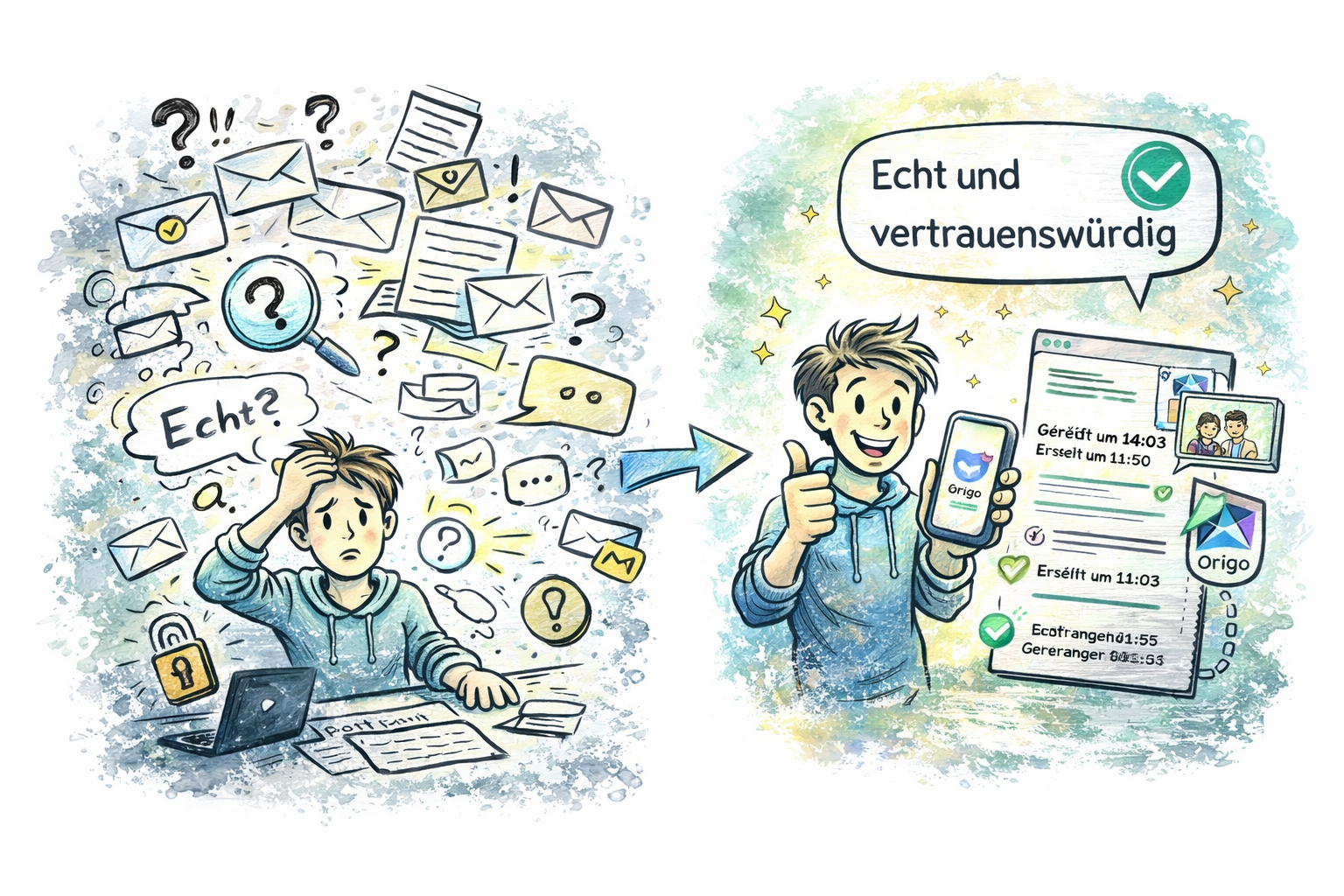 Verwirrung vs Vertrauen mit Origo